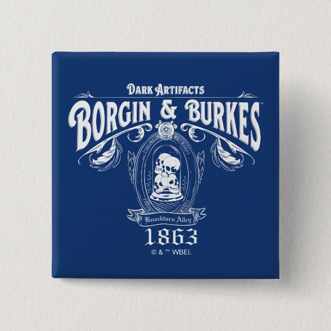 BORGIN & BURKES™ Dark Artifacts Store Graphic 2 Inch Square Button (Front)