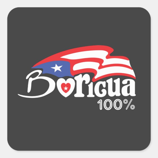 Boricua 100%  Puerto Rico Sticker (Front)