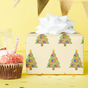 Boricua Christmas Tree Flag wrapping paper