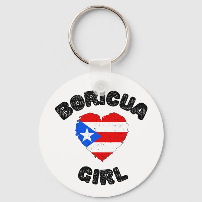 Boricua Girl Puerto Rico  Keychain (Front)