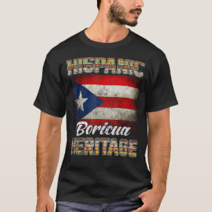 Boricua Hispanic Heritage Month Puerto Rican Flag T-Shirt