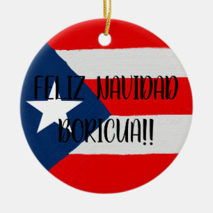 Boricua Puerto Rico flag coqui Christmas Ceramic Ornament