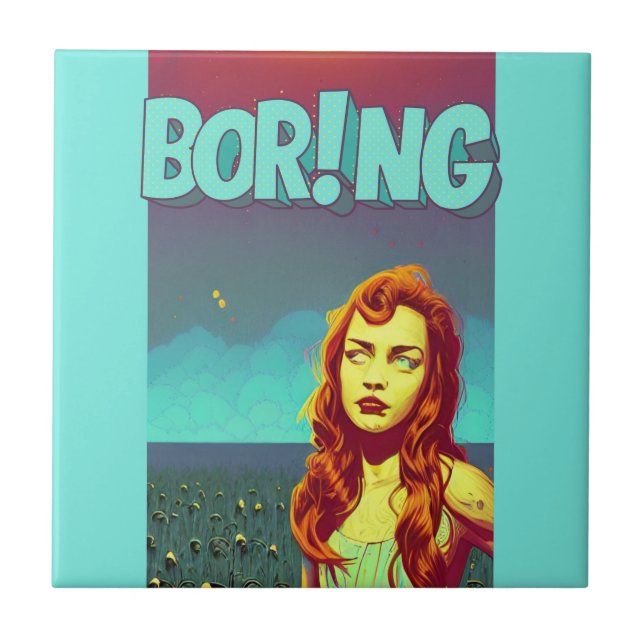 Boring pop art redhead woman  trifold wallet tile (Front)