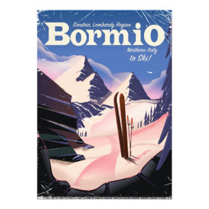Bormio,Sondrio, Lombardy Region, Italy ski poster. Photo Print