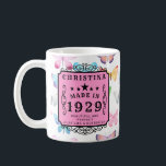Born 1929 90th Birthday Butterflies Add Your Name Coffee Mug<br><div class="desc">A superb personalized coffee mug gift for a family member or best friend. Watercolor butterflies in pretty pastel shades. The text is easily edited using the template provided.</div>