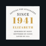 Born 1941 80th Birthday Fully Editable Gold Grey Napkin<br><div class="desc">Born 1941,  80th birthday. Fully editable paper napkin with dark grey and gold print. Easy to edit with template provided.</div>