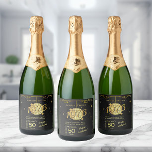 Born 1976 50th birthday party black bottle label