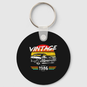 Born 1986 40th birthday vintage muscle car fathers keychain