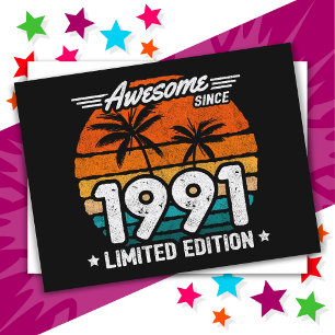 Born 1991 Limited Edition Retro Awesome Since 1991 Postcard