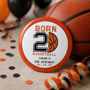 Born 2 Ball Basketball 2nd Birthday Party 3 Inch Round Button