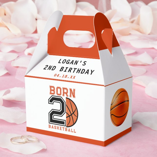 Born 2 Ball Basketball 2nd Birthday Party Favor Box (Wedding)