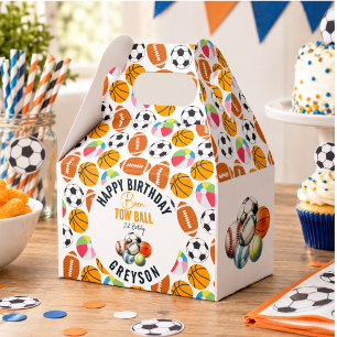 Born 2 Ball Sport Themed Boy 2nd Birthday Party Favor Box