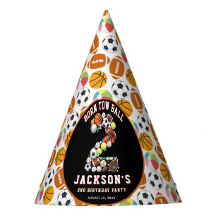 Born 2 Ball Sport Themed Boy 2nd Birthday Party Hat