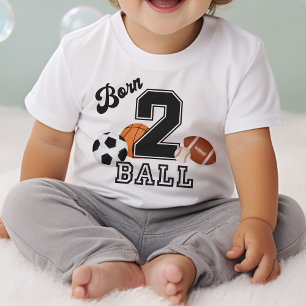Born 2 Ball Sport Themed Boy 2nd Birthday Party Toddler T-shirt