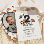 Born 2 Ball Sport Themed Boy 2nd Birthday Photo Invitation<br><div class="desc">Born 2 Ball Sport Themed Boy 2nd Birthday Party Photo Invitations</div>