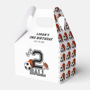Born 2 Ball Sports Theme Boy’s 2nd Birthday Party Favor Box