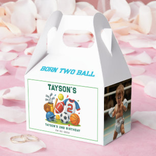 Born 2 Ball Sports Theme Boy’s 2nd Birthday Party Favor Box