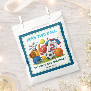 Born 2 Ball Sports Theme Boy’s 2nd Birthday Party Favour Bag