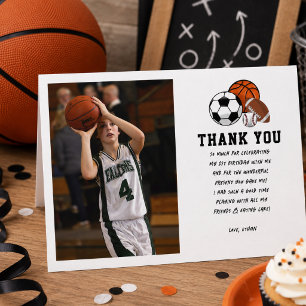 Born 2 Ball Sports Theme Boy’s 2nd Birthday Party Thank You Card
