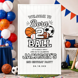 Born 2 Ball Sports Themed Boy 2nd Birthday Party Banner
