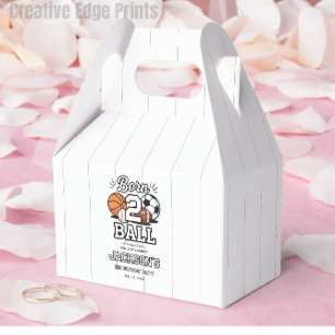 Born 2 Ball Sports Themed Boy 2nd Birthday Party Favor Box
