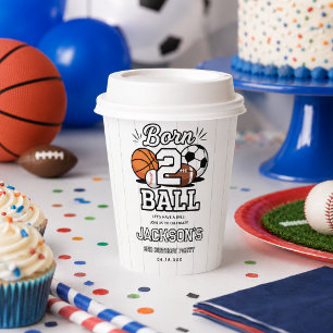 Born 2 Ball Sports Themed Boy 2nd Birthday Party Paper Cups