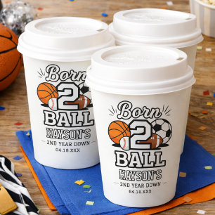 Born 2 Ball Sports Themed Boy 2nd Birthday Party Paper Cups