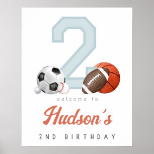 Born 2 Ball Welcome Sign Sport 2nd Birthday Decor