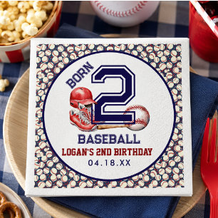 Born 2 Baseball Sports Theme Boy's 2nd Birthday Napkin