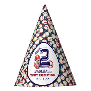 Born 2 Baseball Sports Theme Boy's 2nd Birthday Party Hat