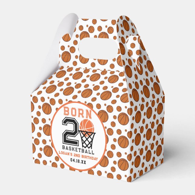 Born 2 Basketball | Sports  Boy's 2nd Birthday Favor Box (Front Side)