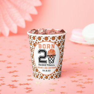 Born 2 Basketball   Sports  Boy's 2nd Birthday Paper Cups
