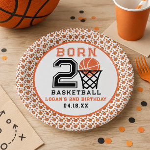Born 2 Basketball   Sports  Boy's 2nd Birthday Paper Plate