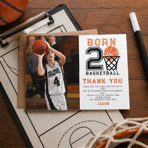 Born 2 Basketball Sports Boy's 2nd Birthday Thank You Card