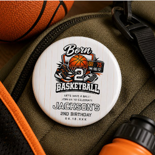 Born 2 Basketball Sports Themed 2nd Birthday 1 Inch Round Button