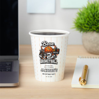 Born 2 Basketball | Sports Themed 2nd Birthday Paper Cups