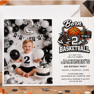 Born 2 Basketball Sports Themed Boy 2nd Birthday Invitation