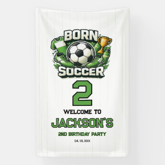 Born 2 Soccer Sports Themed Boy 2nd Birthday Party Banner