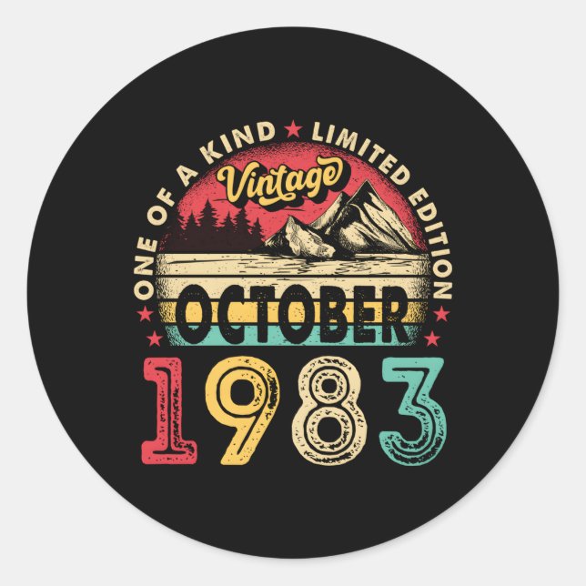 Born 40Th Bday 40 October 1983 Classic Round Sticker (Front)