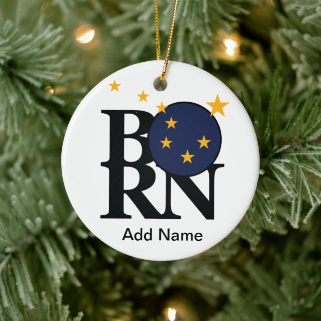 BORN Alaska (custom name) Ceramic Ornament (Tree)