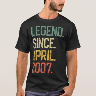 Born April 2007 Vintage Retro 13th Birthday Him He T-Shirt
