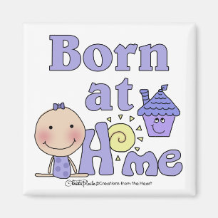 Born At Home-Stick Figure Girl in Purple Magnet
