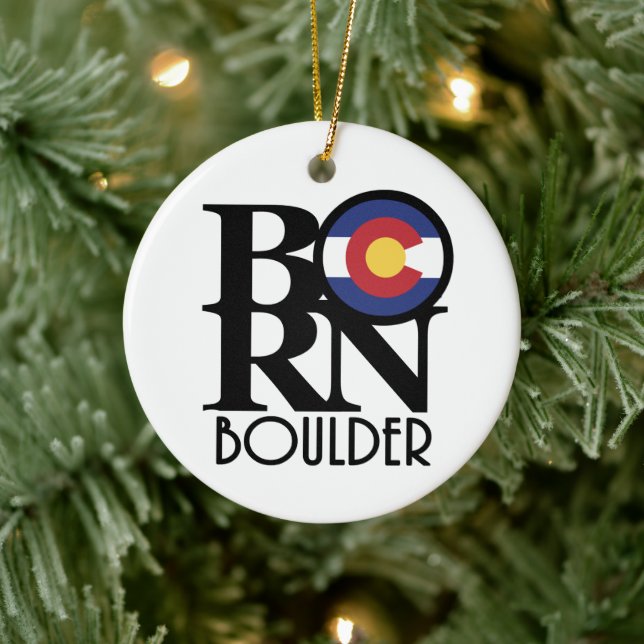 BORN Boulder Colorado Ceramic Ornament (Tree)