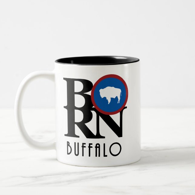 BORN Buffalo Wyoming 11oz Two-Tone Coffee Mug (Left)