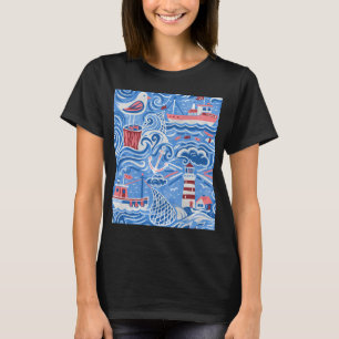 Born Fishing Forced To School Funny Bass Fish Fish T-Shirt