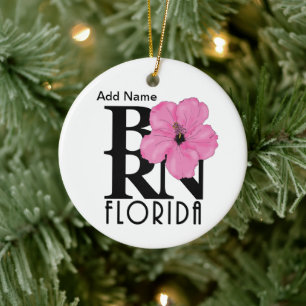 BORN Florida Pink Hibiscus Custom Ornament