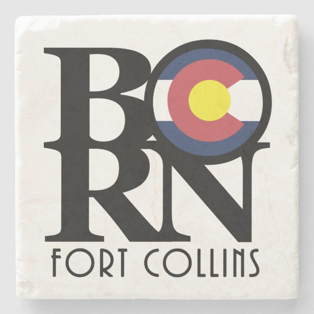 BORN Fort Collins Colorado Stone Coaster (Front)