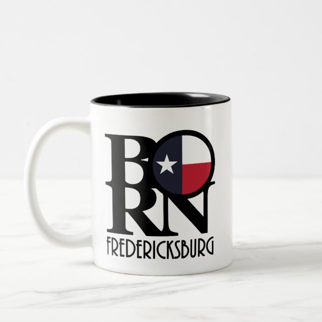 BORN  Fredericksburg TX Two-Tone Coffee Mug (Left)
