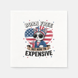 Born Free But Now I'm Expensive Funny Mom Bun Cat  Napkin