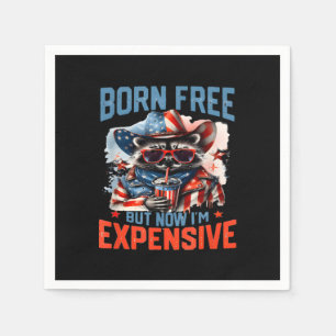 Born Free But Now I'm Expensive Funny Raccoon 4th  Napkin